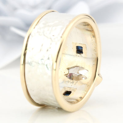 Sterling silver and yellow gold ring with diamond