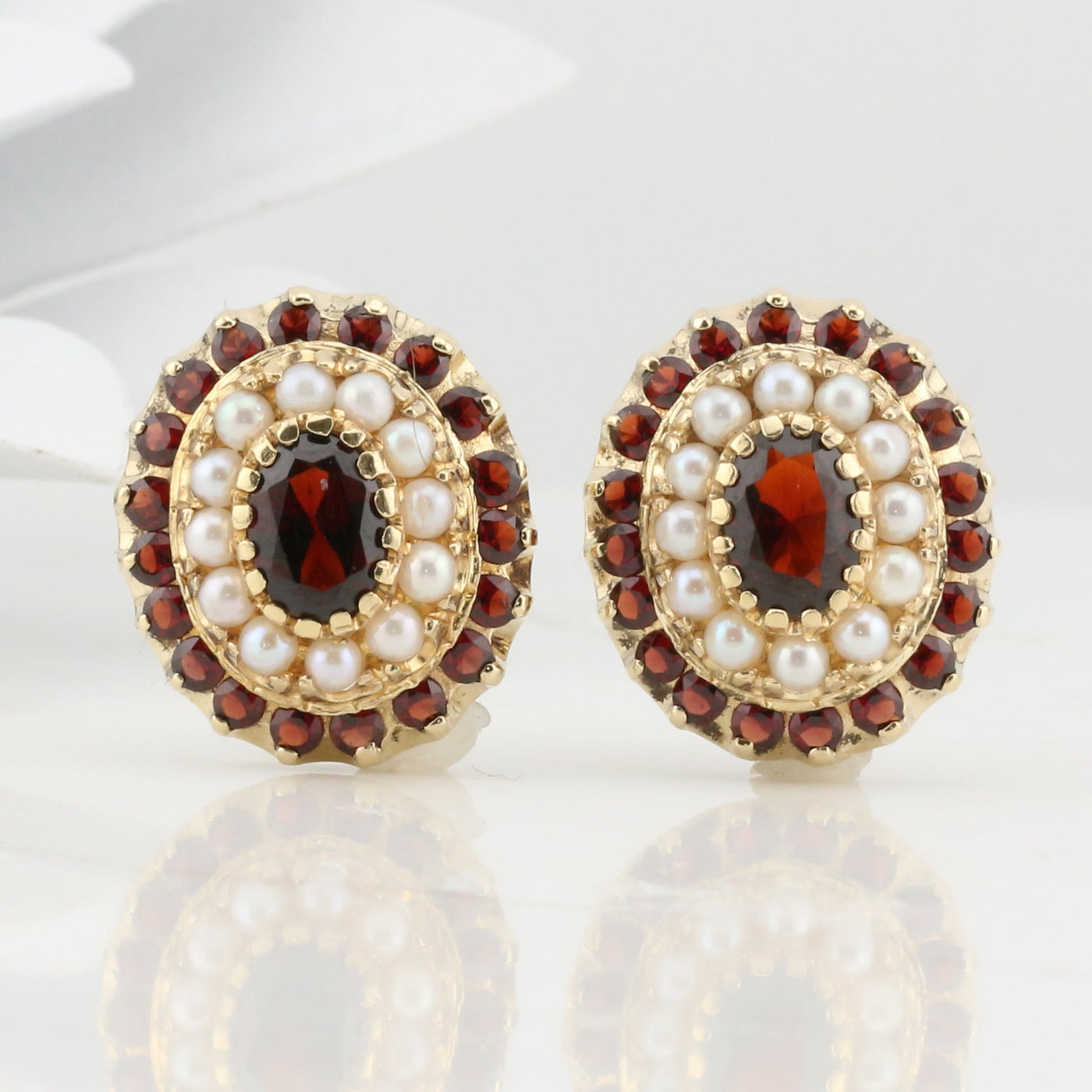 Garnet and pearl earrings