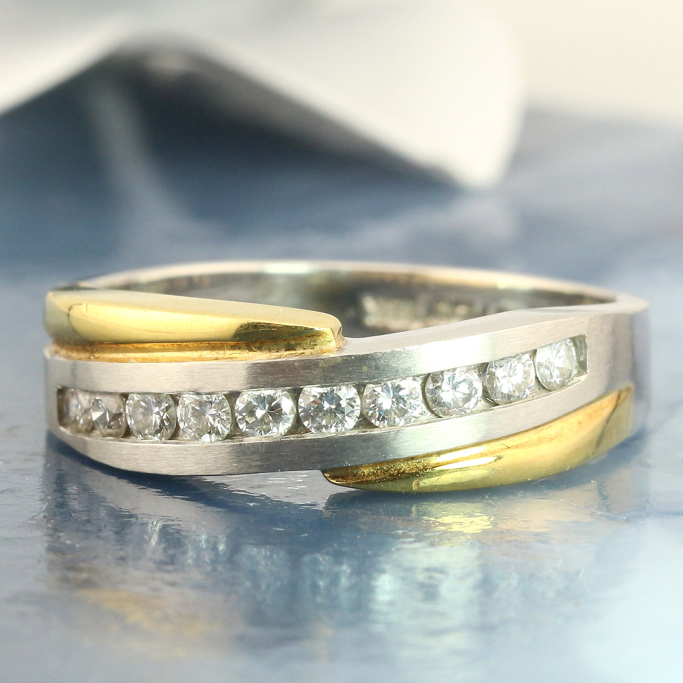 Yellow gold and platinum diamond ring