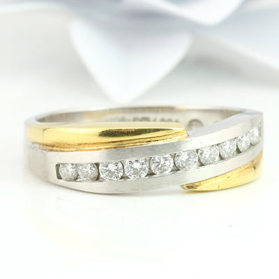 Yellow gold and platinum diamond ring