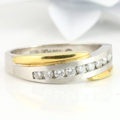 Yellow gold and platinum diamond ring