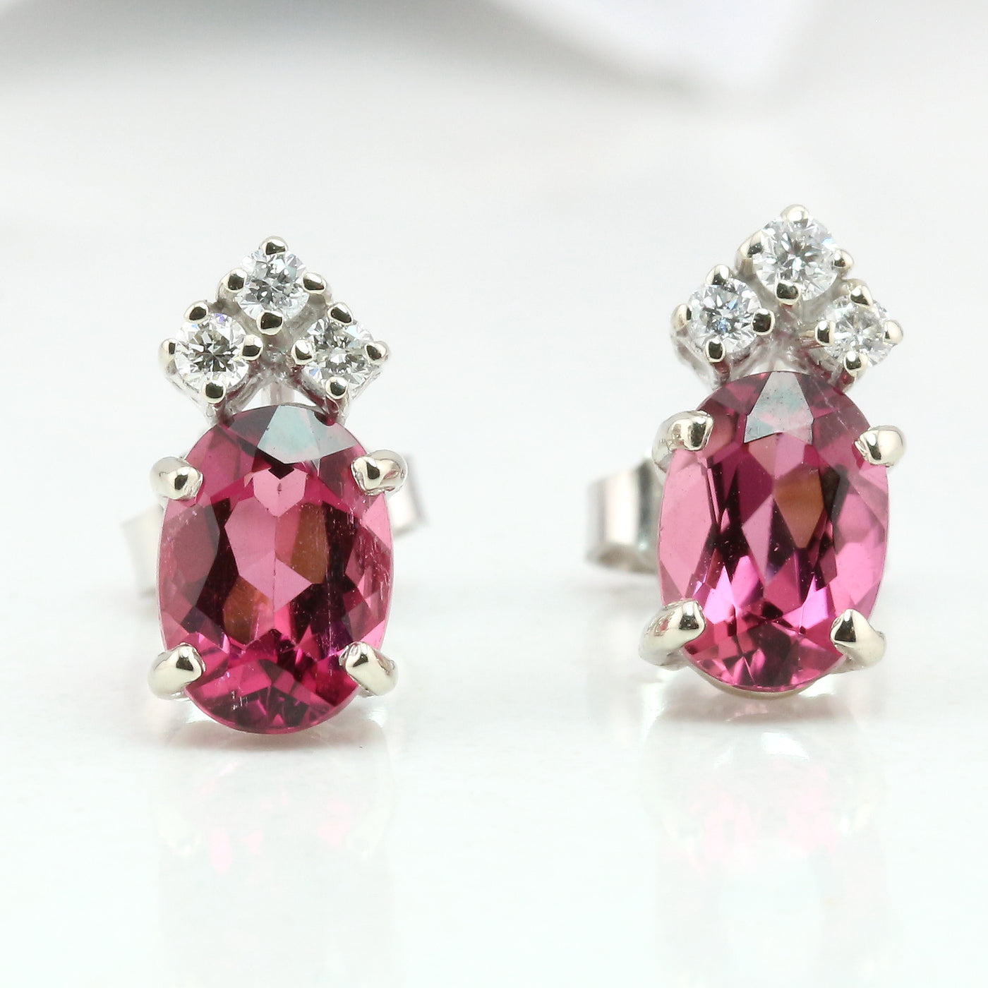 Pink tourmaline earring studs