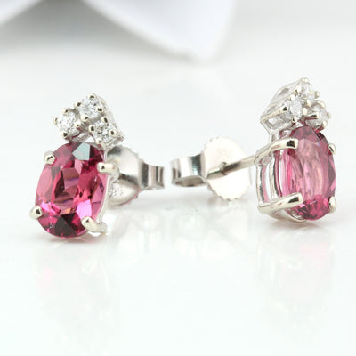 Pink tourmaline earring studs