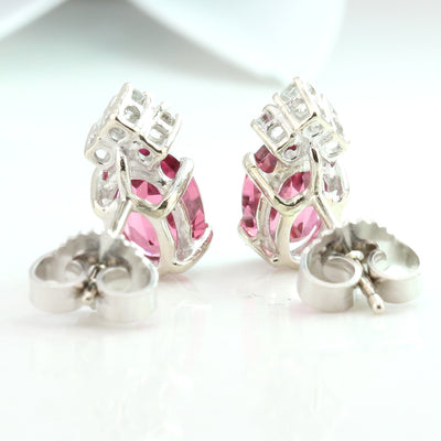 Pink tourmaline earring studs