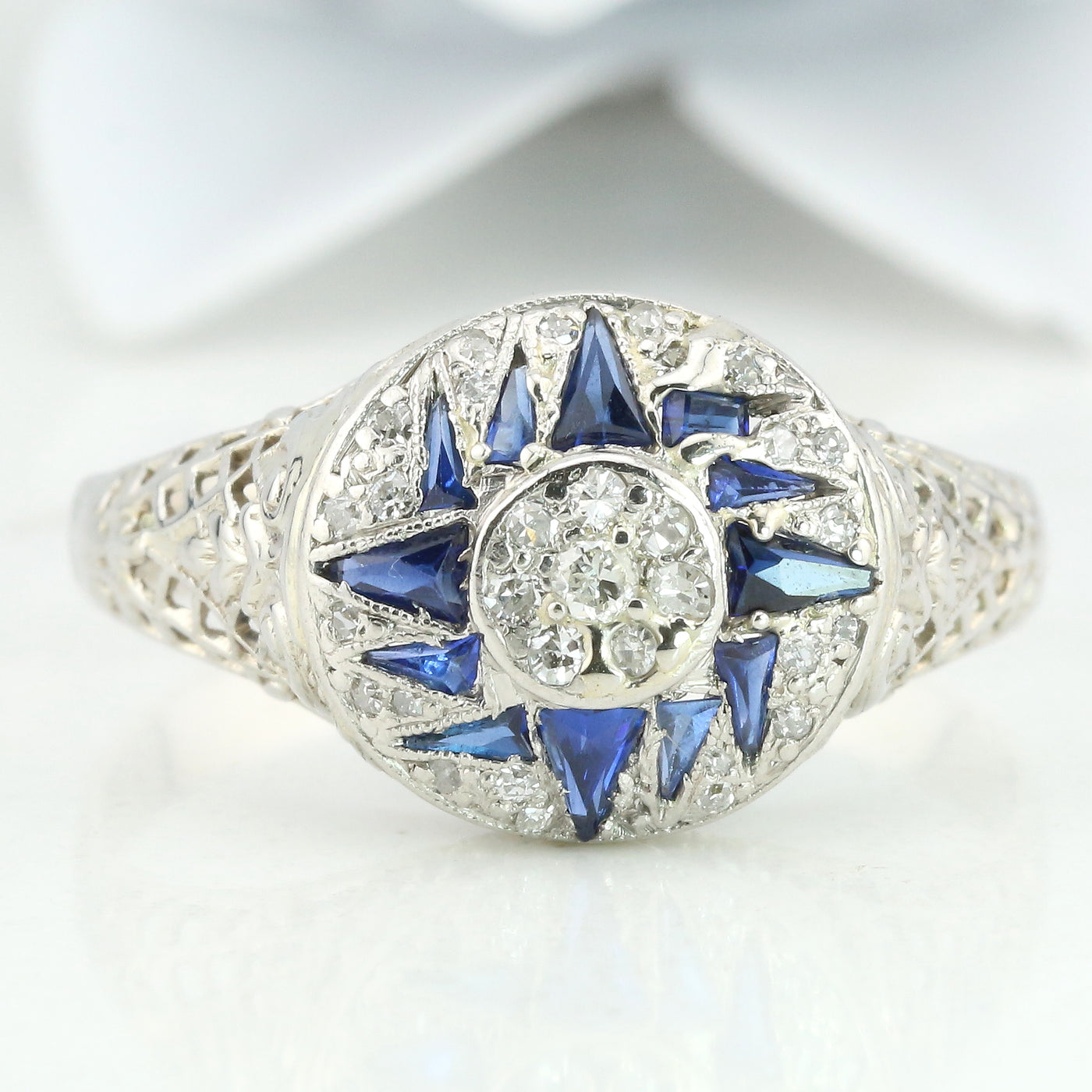 Diamond and sapphire ring