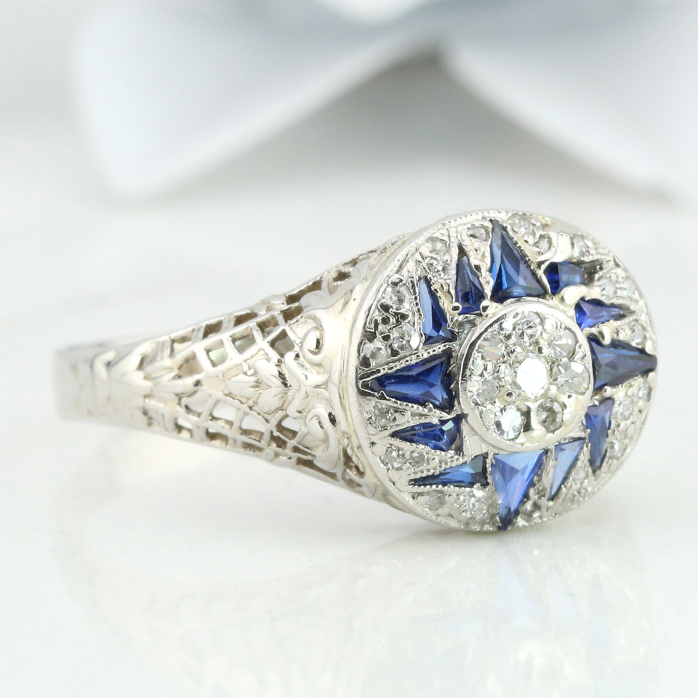 Diamond and sapphire ring