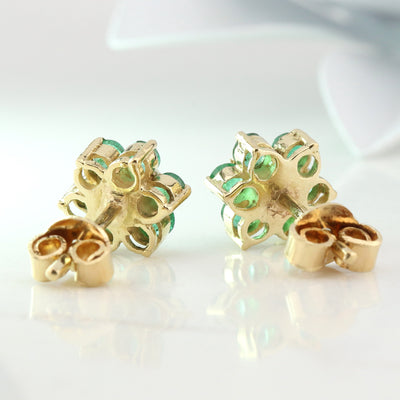 Emerald & diamond earring studs