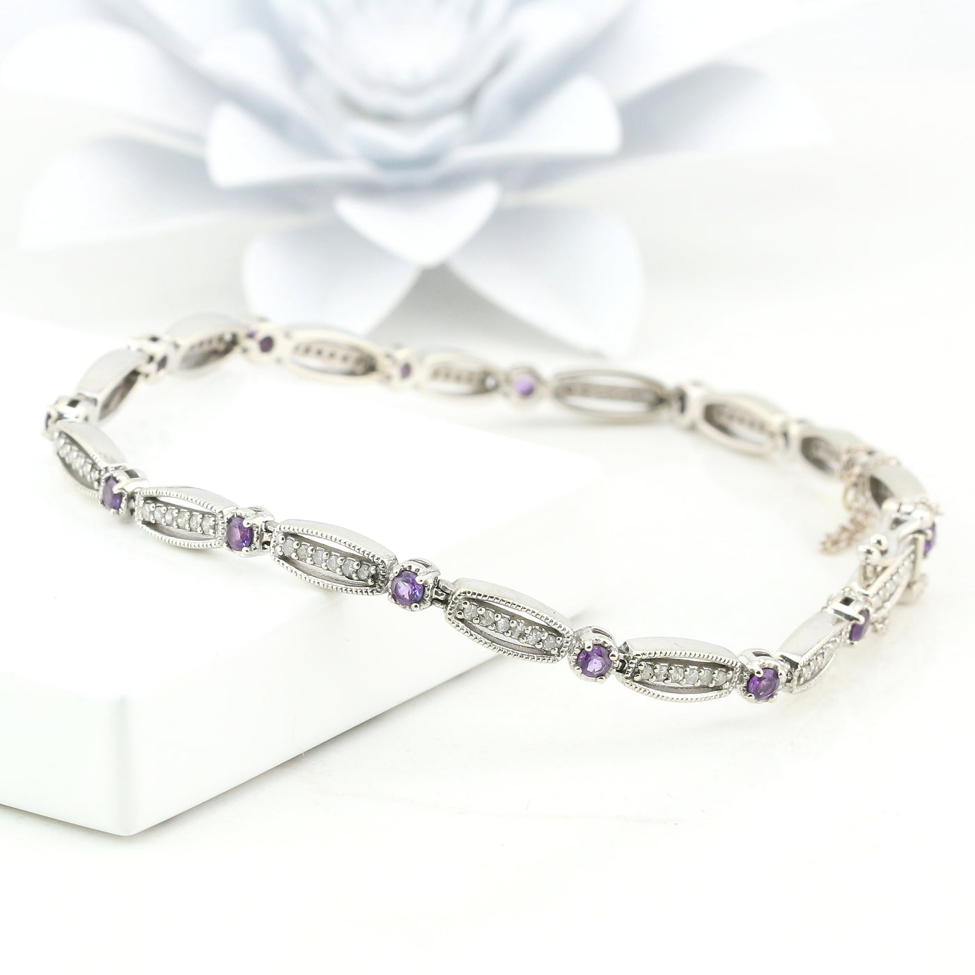 Amethyst and diamond bracelet