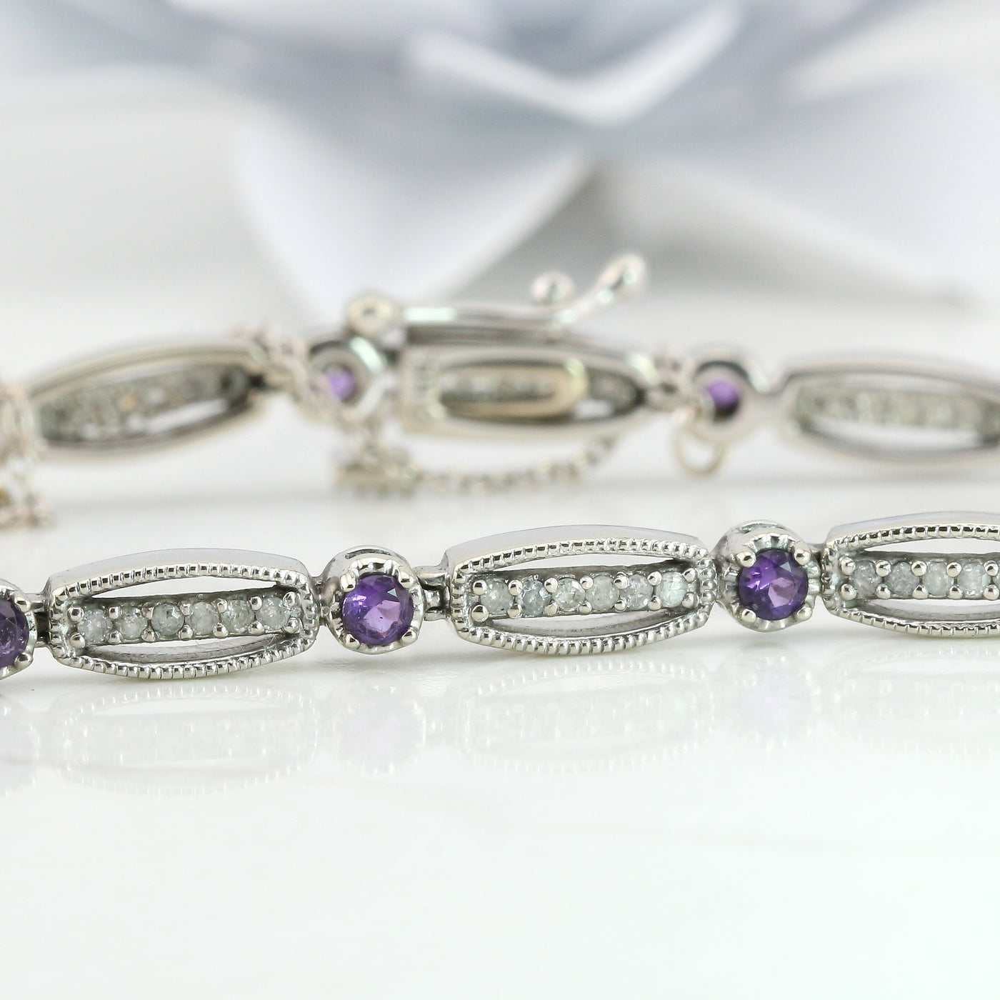 Amethyst and diamond bracelet