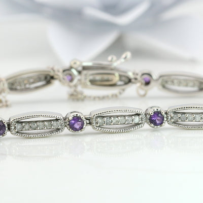 Amethyst and diamond bracelet