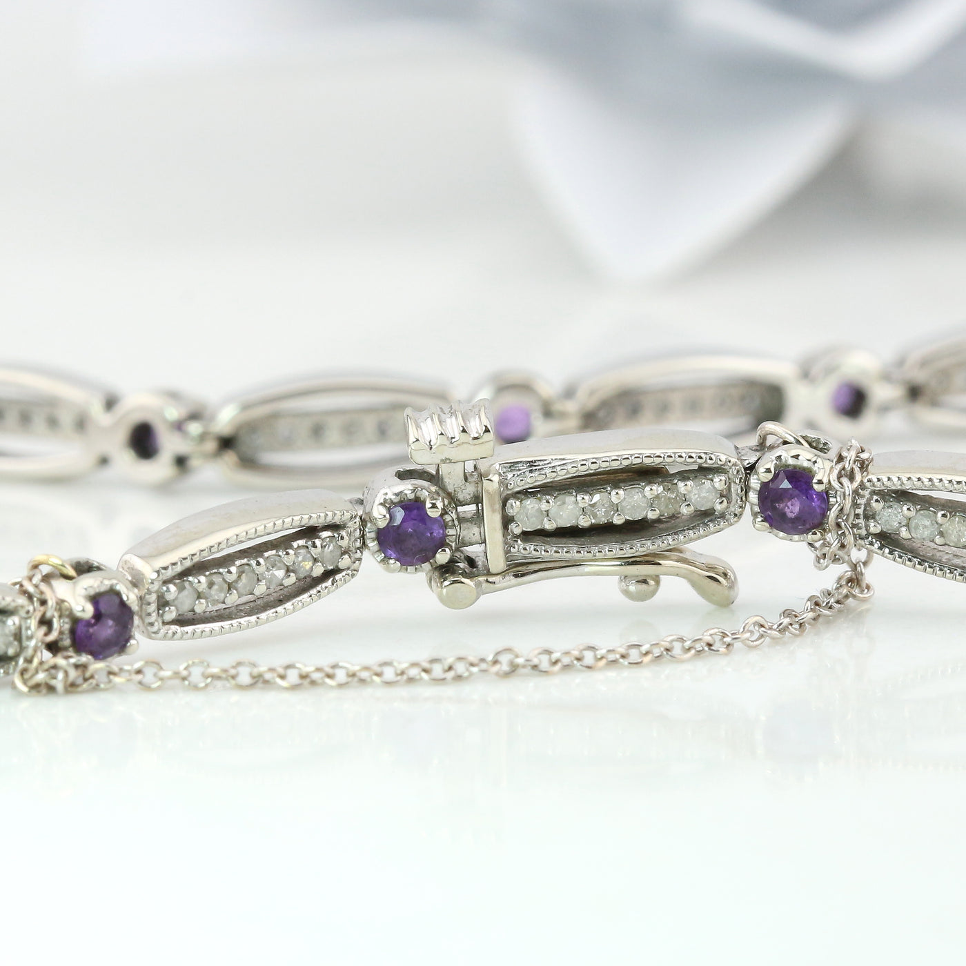 Amethyst and diamond bracelet