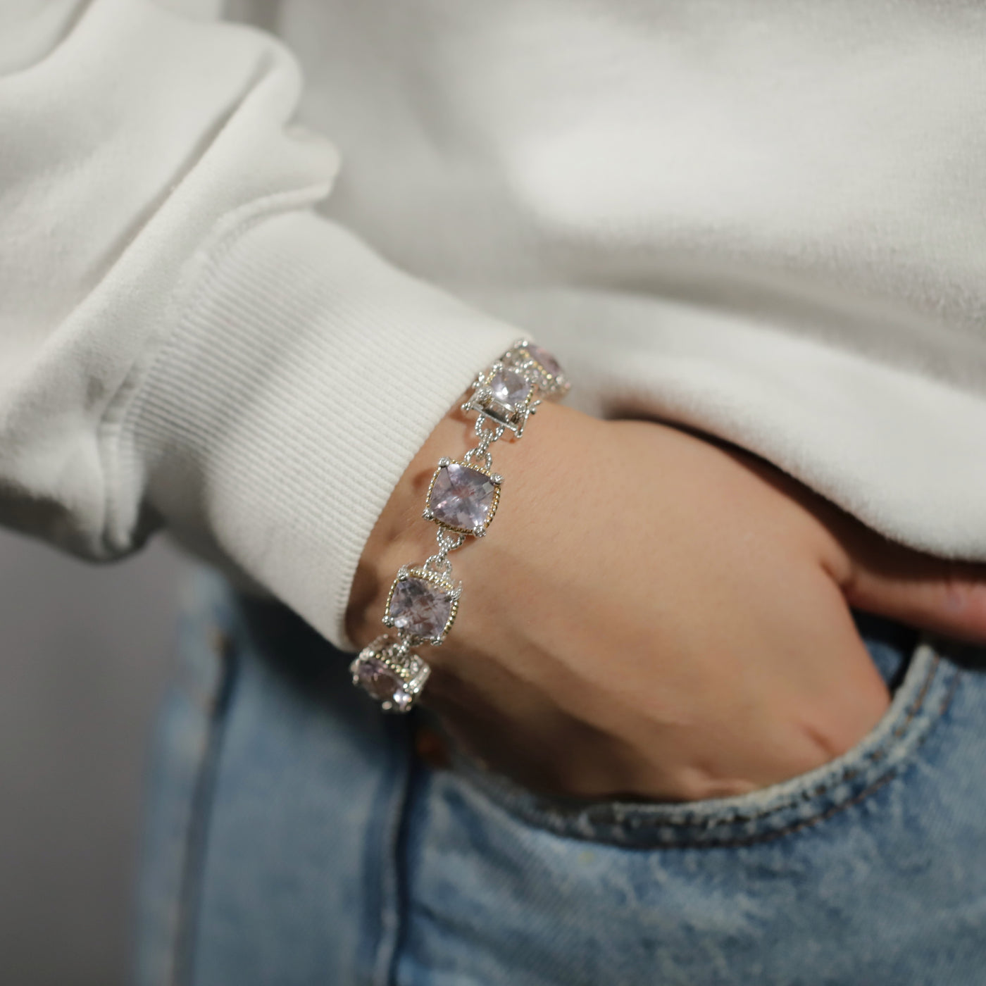 Sterling Silver Bracelet with Lavender Amethyst