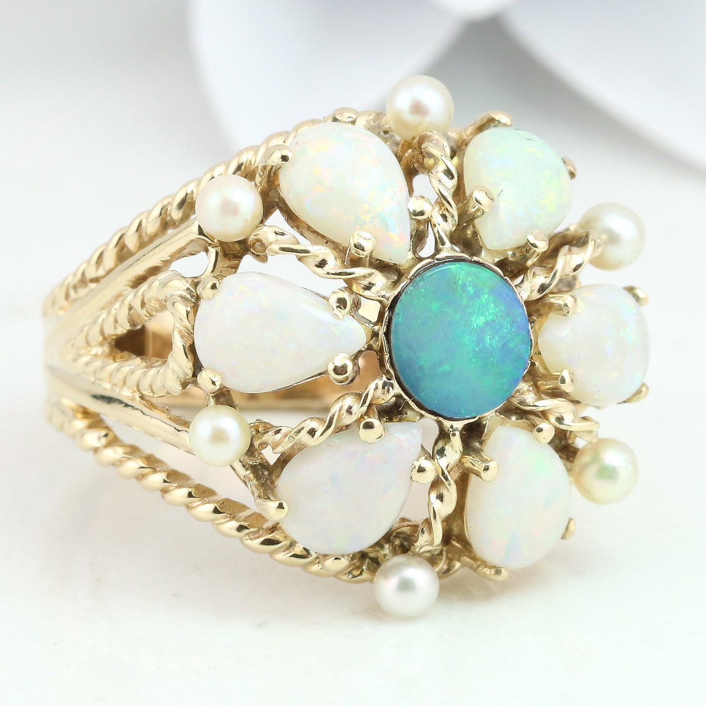 Opal and Pearl Ring