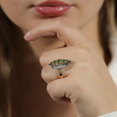 Peridot and Diamond Ring