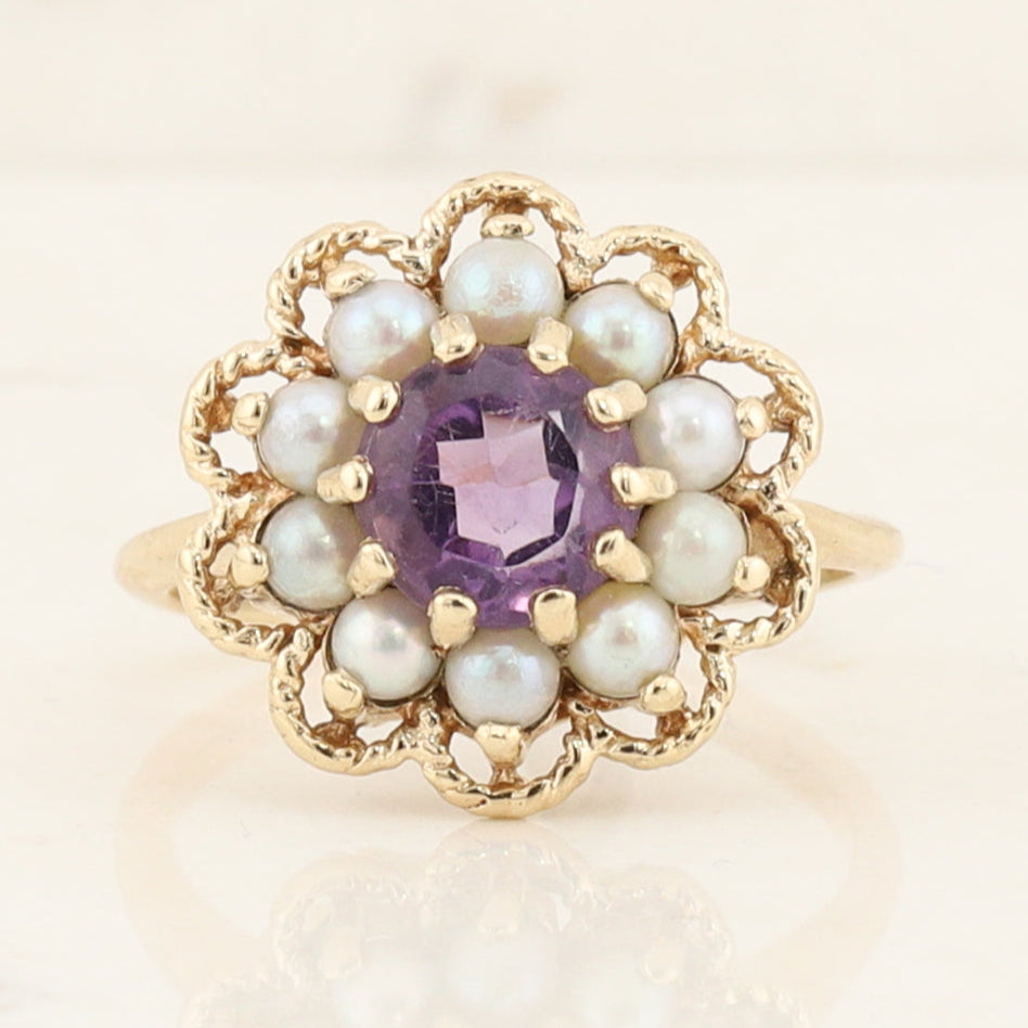 Amethyst and Pearl Ring