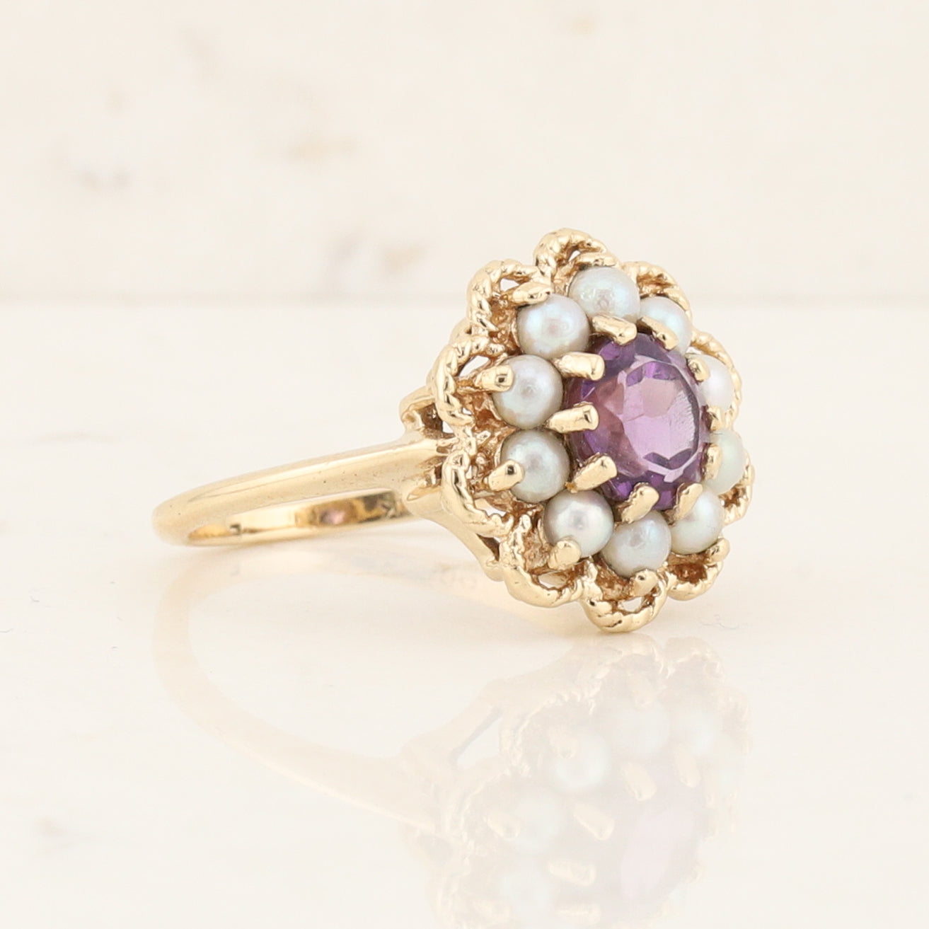Amethyst and Pearl Ring