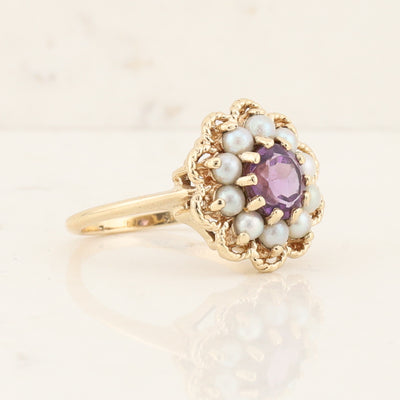 Amethyst and Pearl Ring