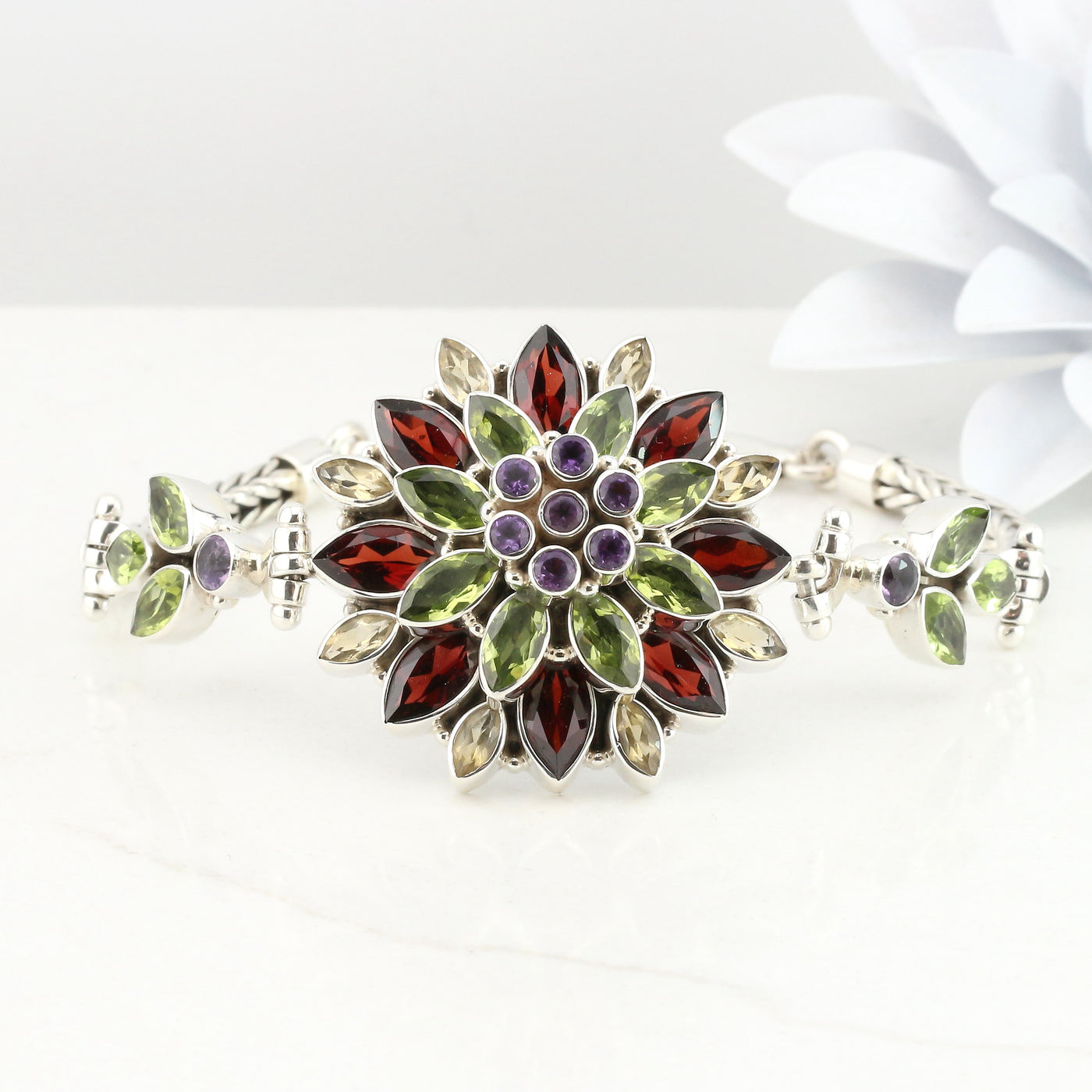 Sterling Silver Flower Bracelet