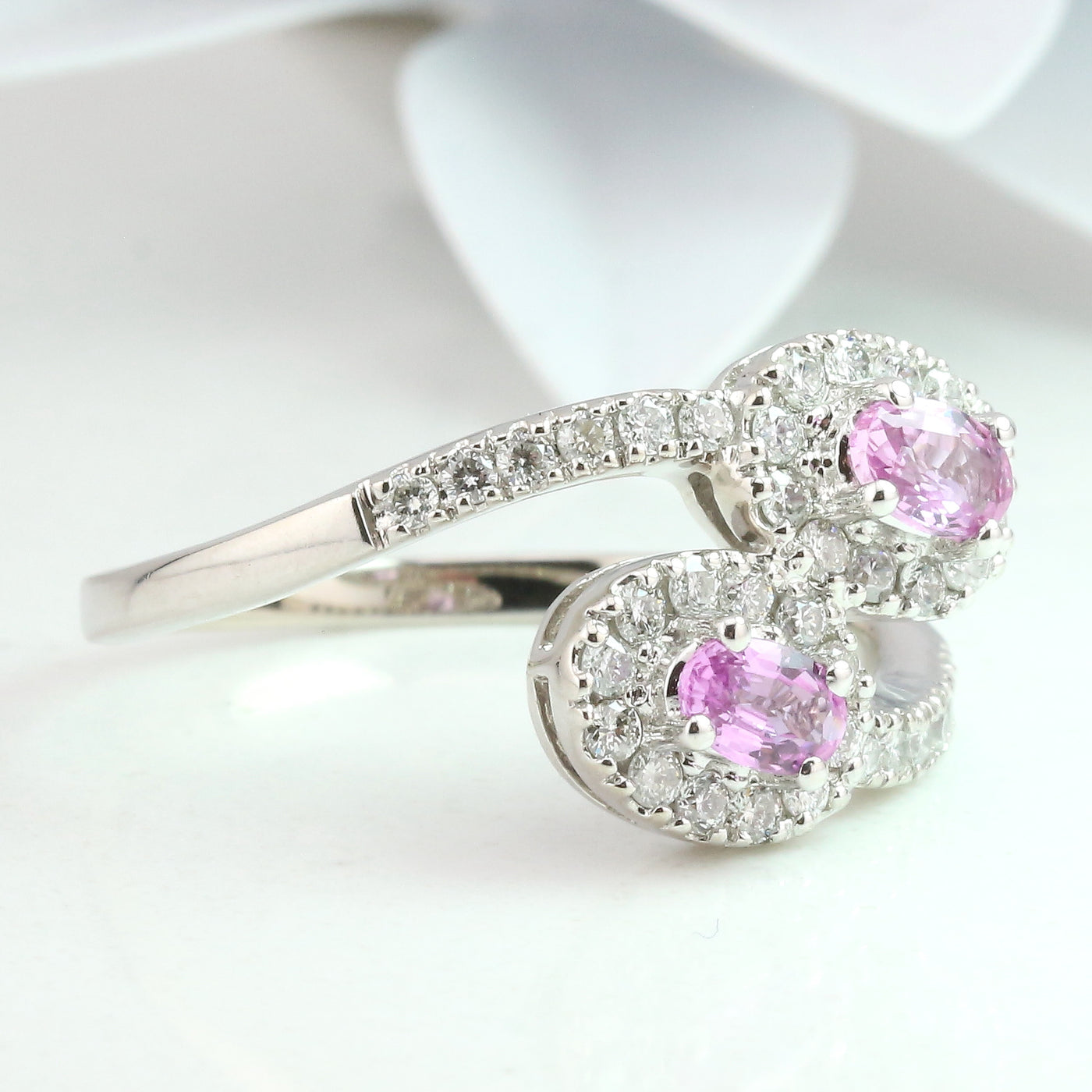 Pink Sapphire and Diamond Ring