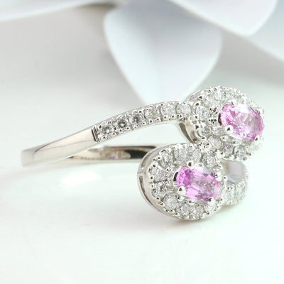 Pink Sapphire and Diamond Ring