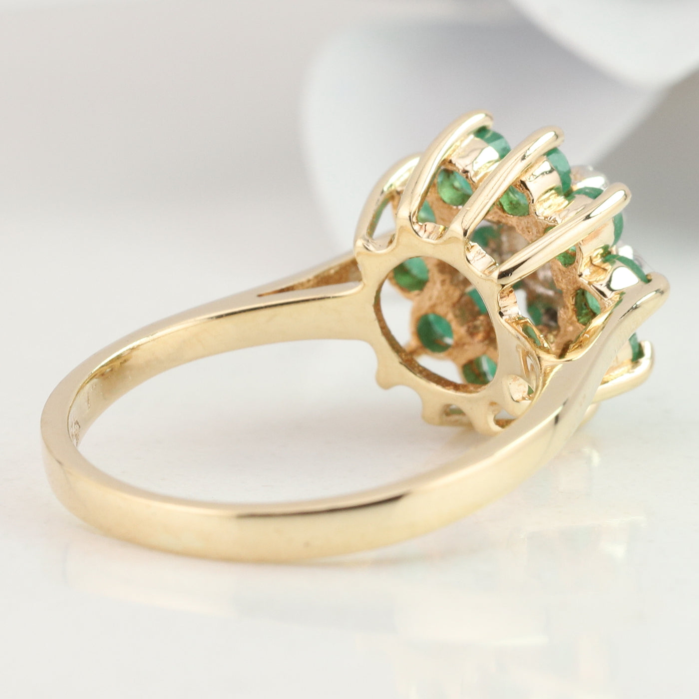 Emerald and Diamond Cluster Ring