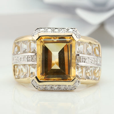 Citrine Diamond Ring