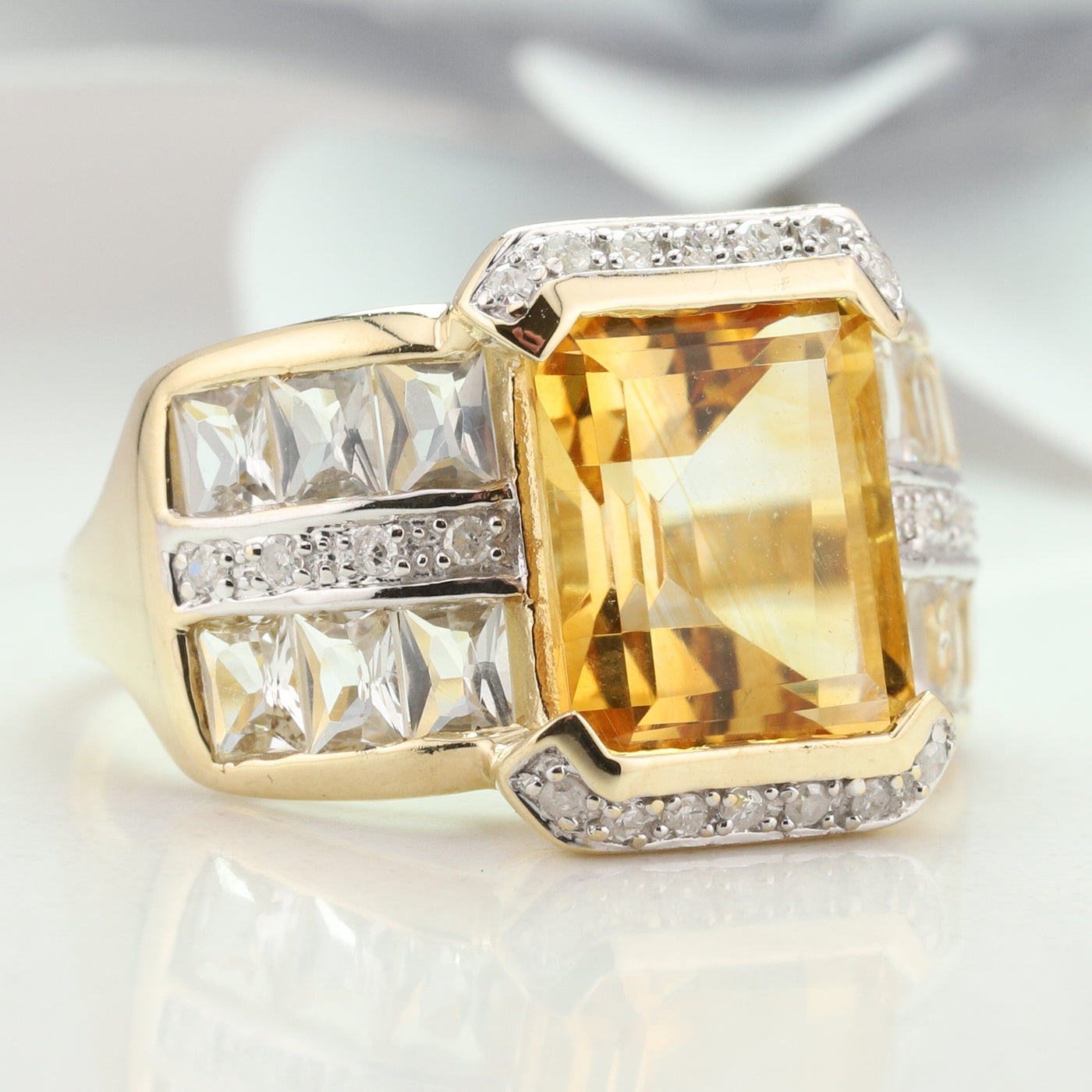 Citrine Diamond Ring