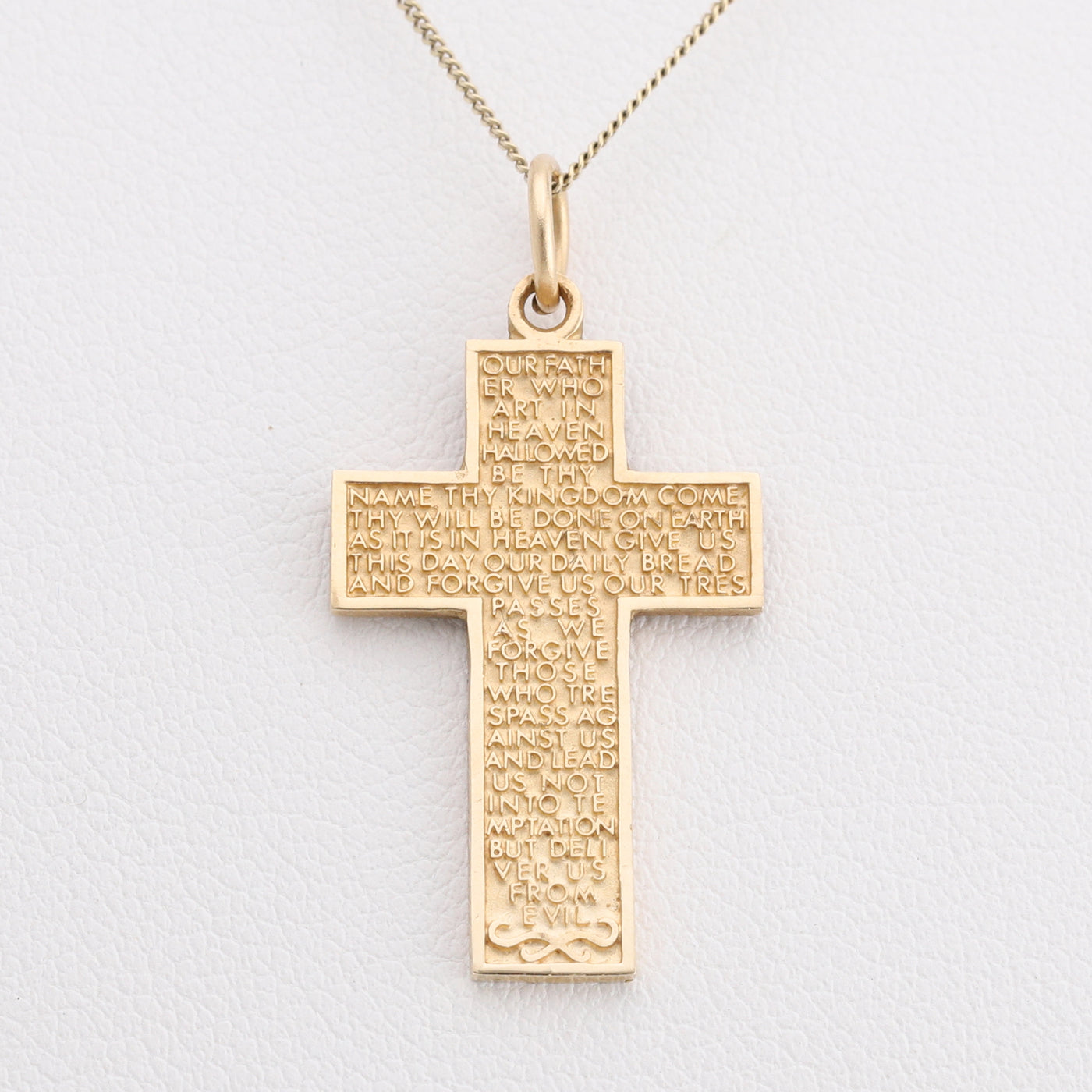 Engraved Yellow Gold Cross Pendant