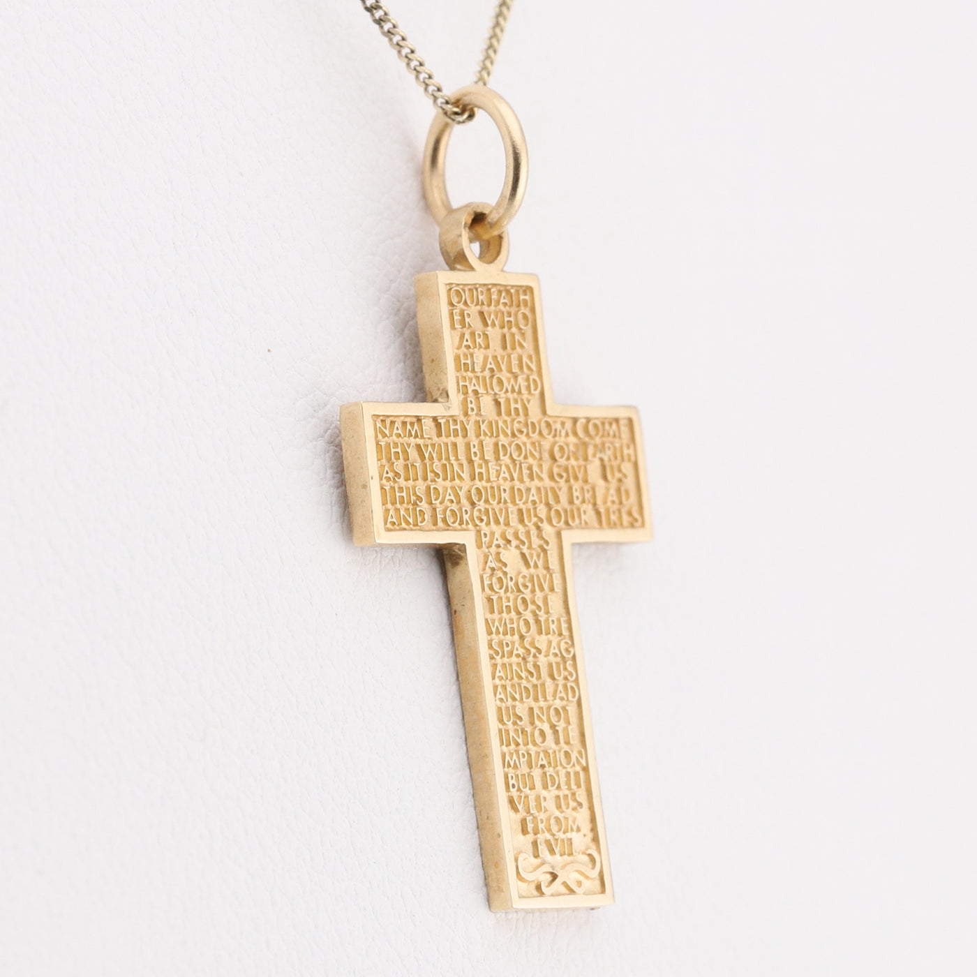 Engraved Yellow Gold Cross Pendant