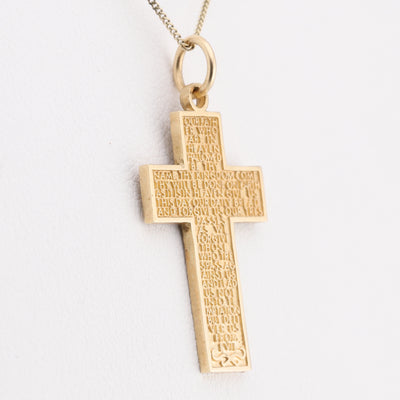 Engraved Yellow Gold Cross Pendant