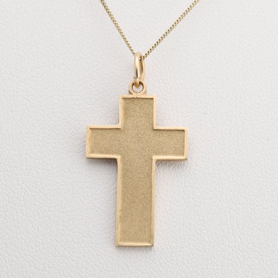 Engraved Yellow Gold Cross Pendant