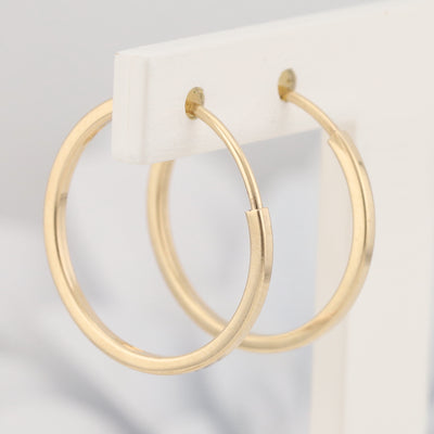 Yellow Gold Sleeper Hoop Earrings