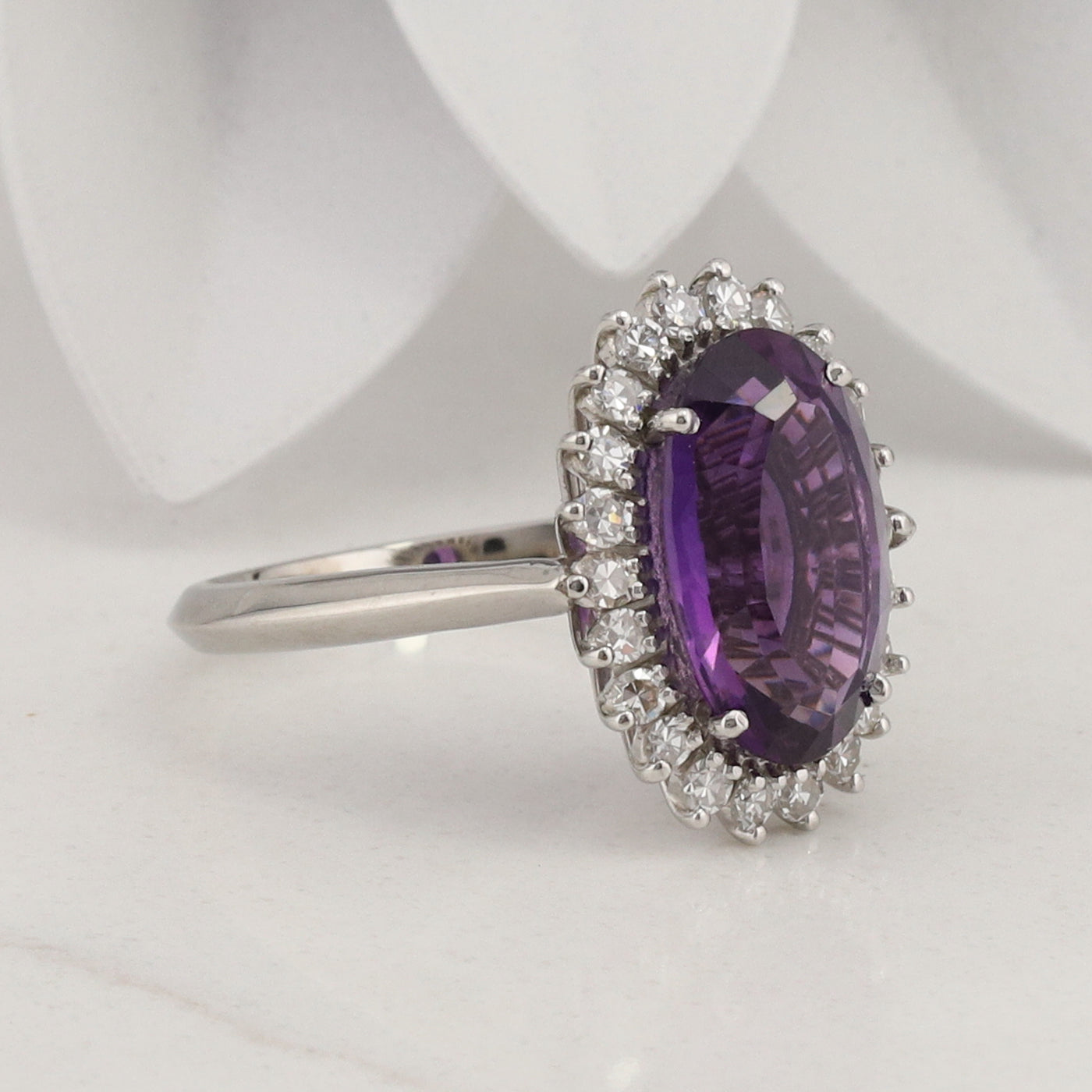 Amethyst Diamond Ring