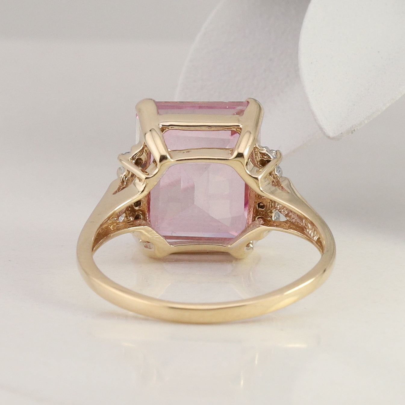 Pink Topaz and Diamond Ring