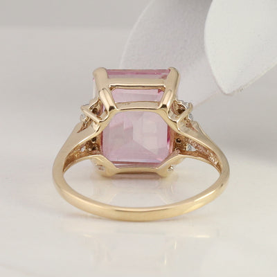 Pink Topaz and Diamond Ring