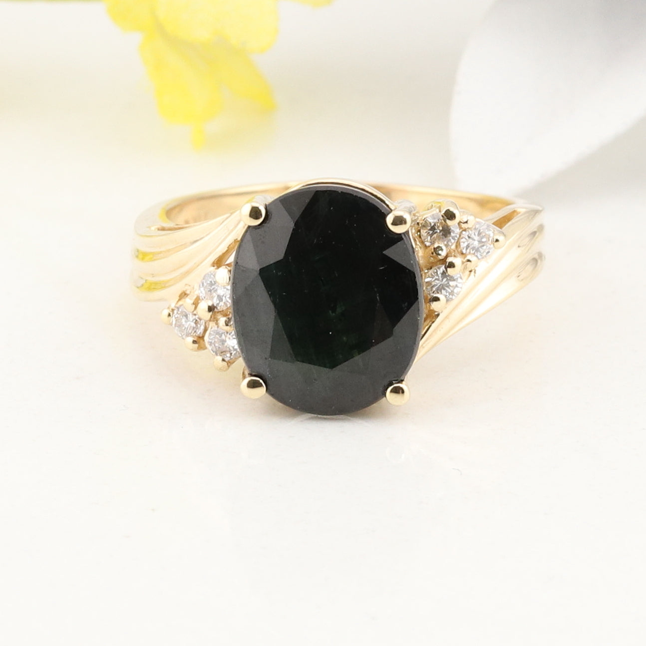 Yellow Gold Sapphire and Diamond Ring