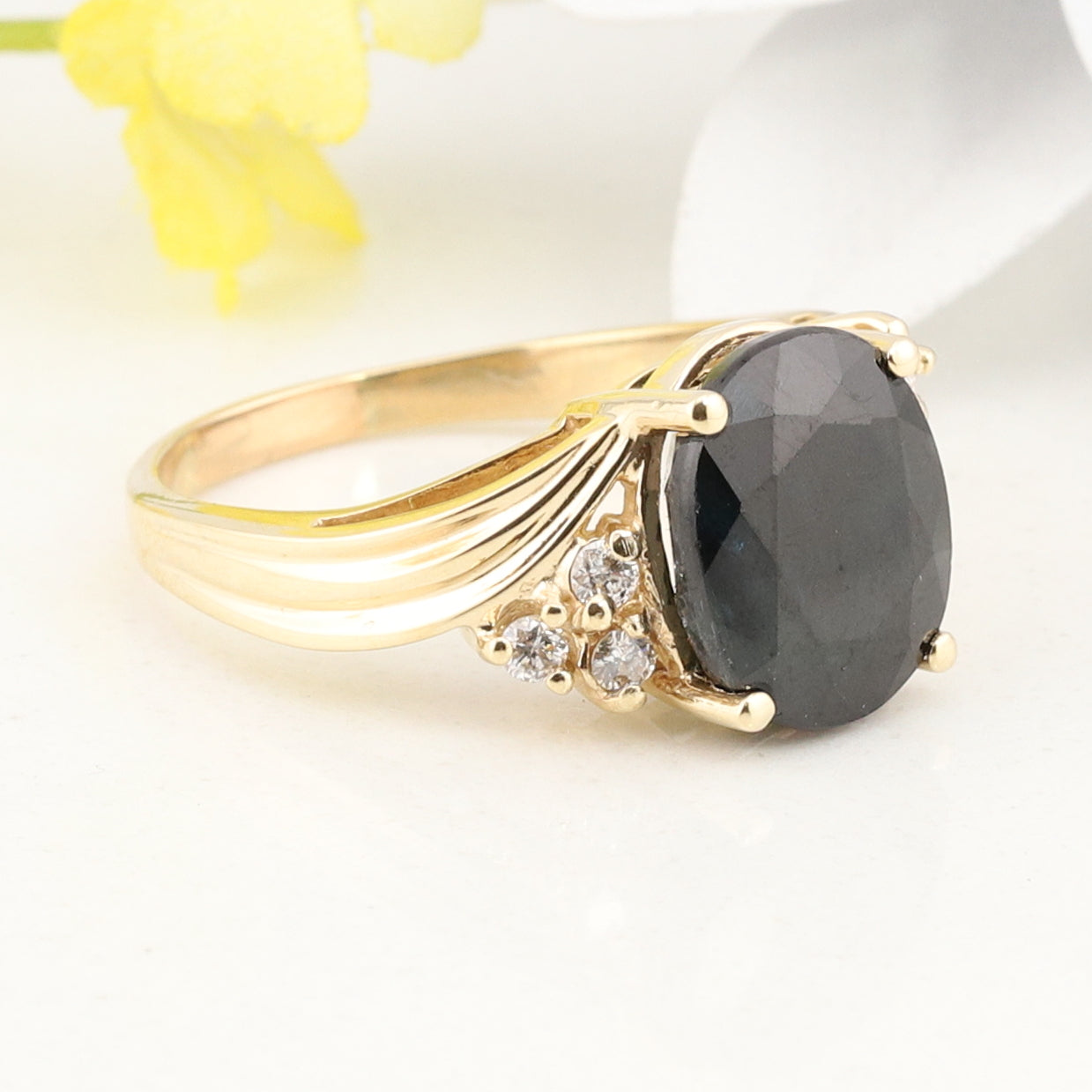 Yellow Gold Sapphire and Diamond Ring