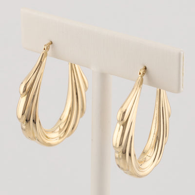 Yellow Gold Oval Hoop Earrings