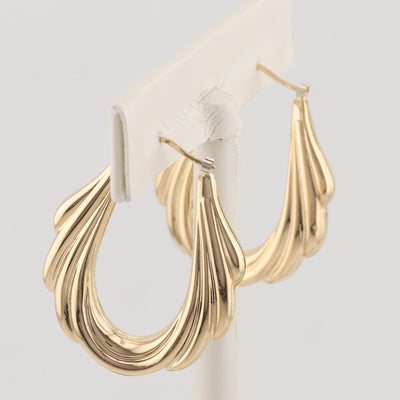 Yellow Gold Oval Hoop Earrings