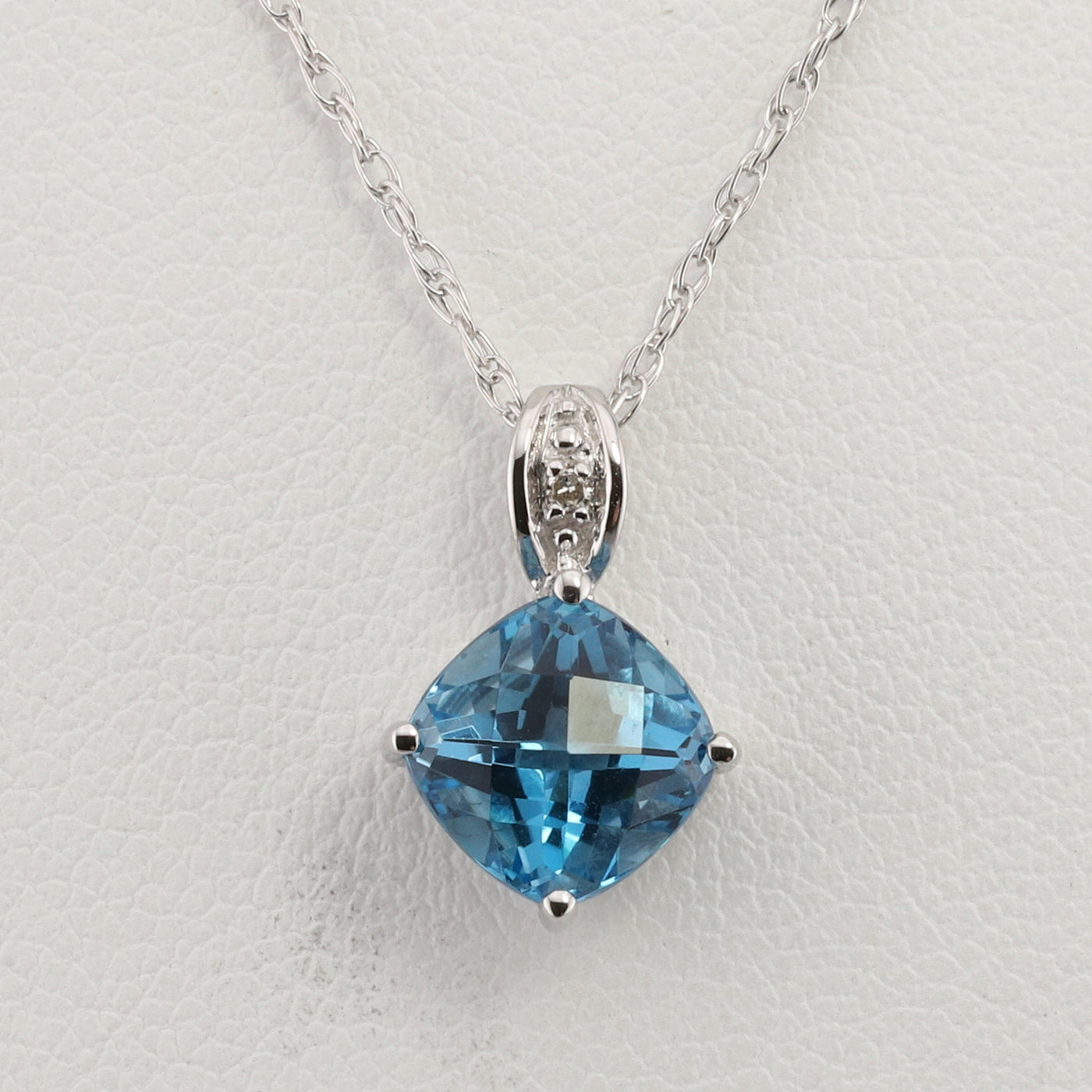 Blue Topaz Pendant with Chain