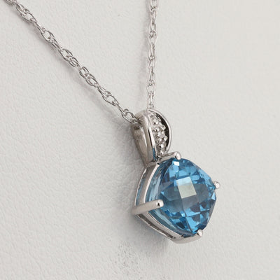 Blue Topaz Pendant with Chain