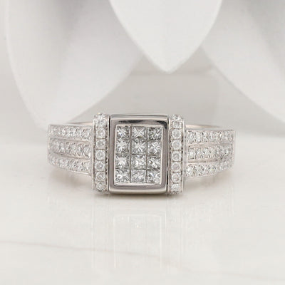 White Gold Diamond Reversible Ring