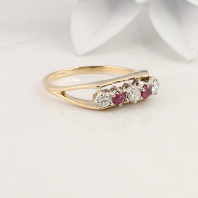 Yellow Gold Ruby and Diamond Ring