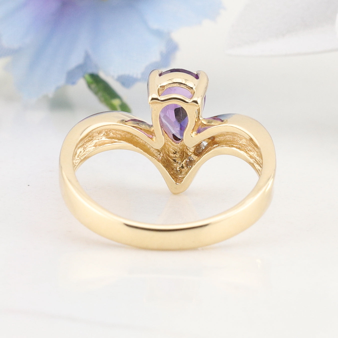 Yellow Gold Amethyst Diamond Ring