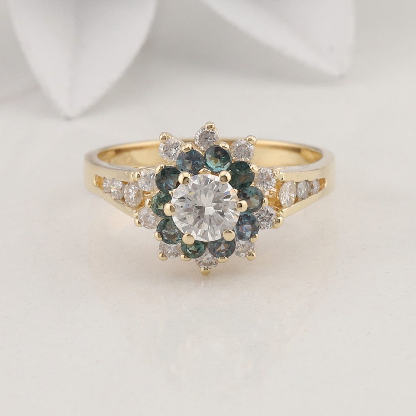 Green Sapphire and Diamond Ring