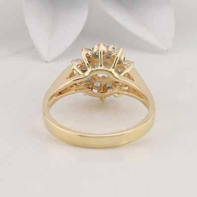 Green Sapphire and Diamond Ring