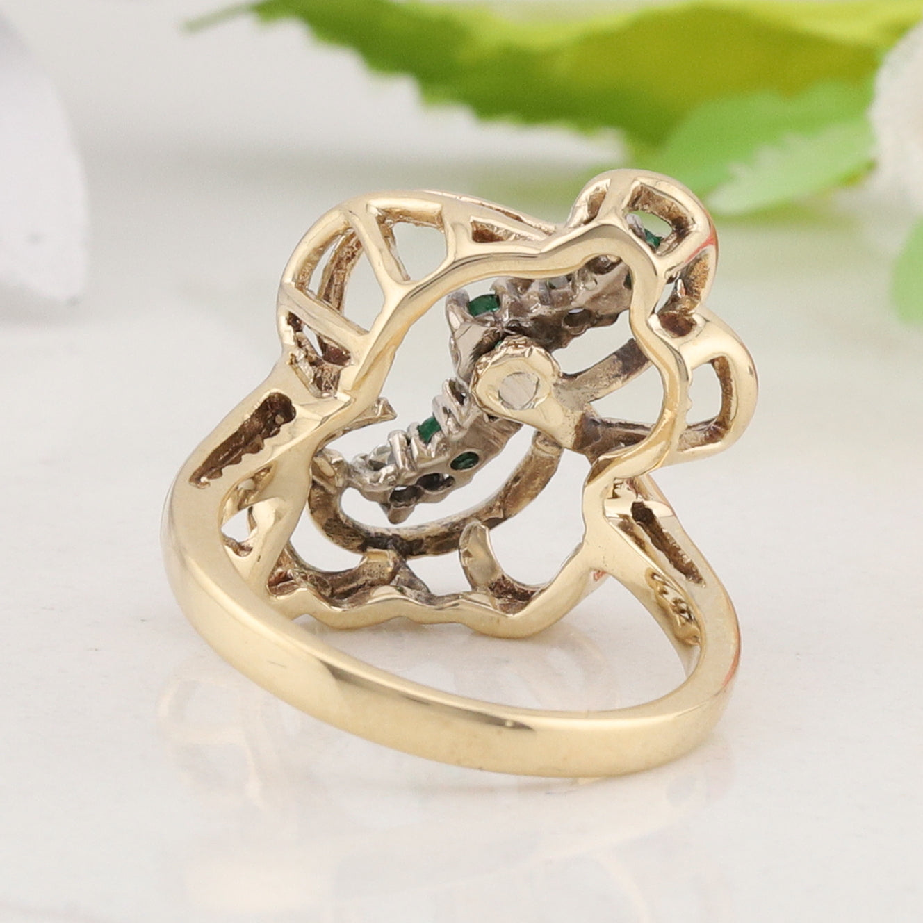 Yellow Gold Diamond and Emerald Ring