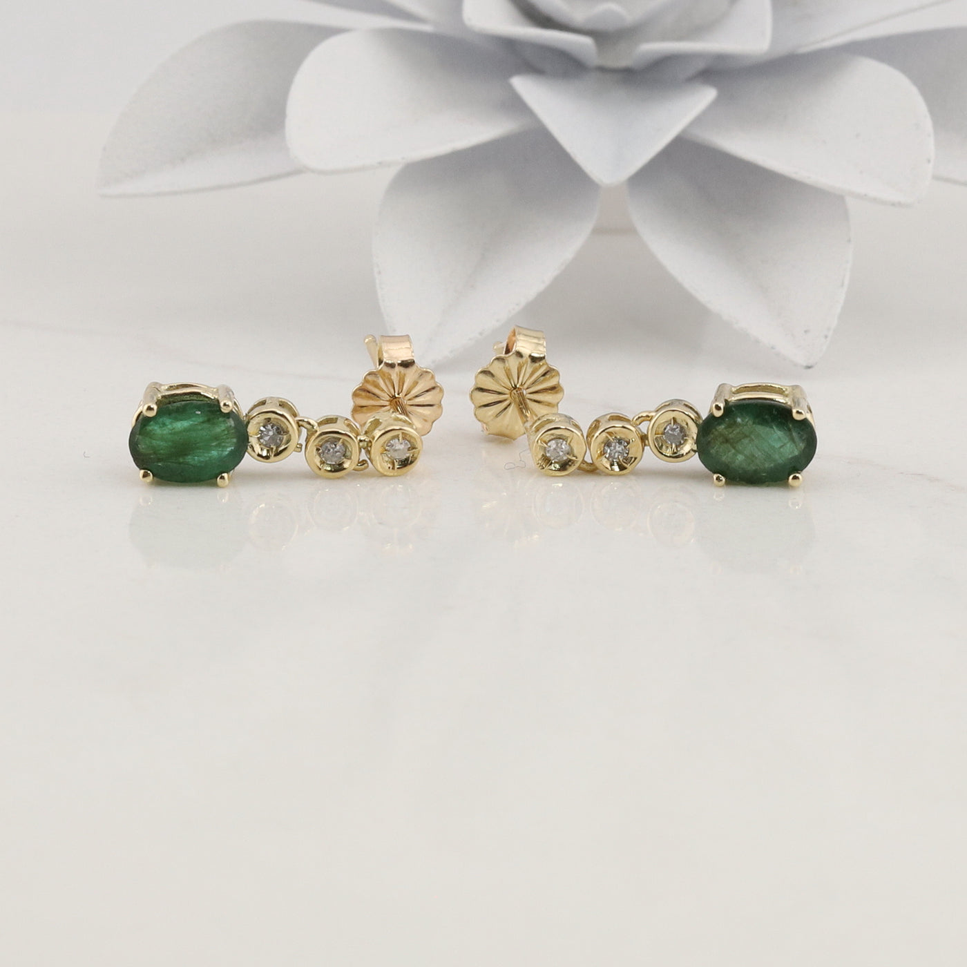 Emerald and Diamond Drop Earrings