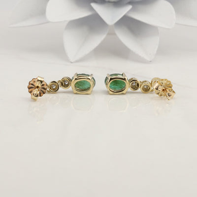 Emerald and Diamond Drop Earrings