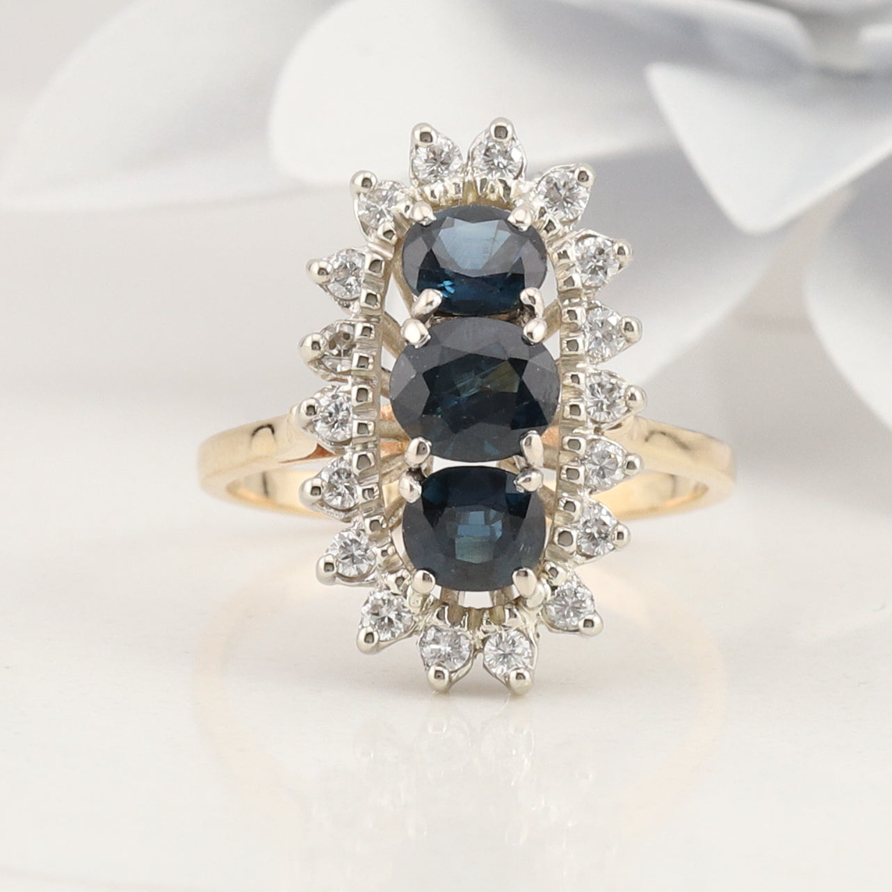 Two Toned Sapphire and Diamond Ring